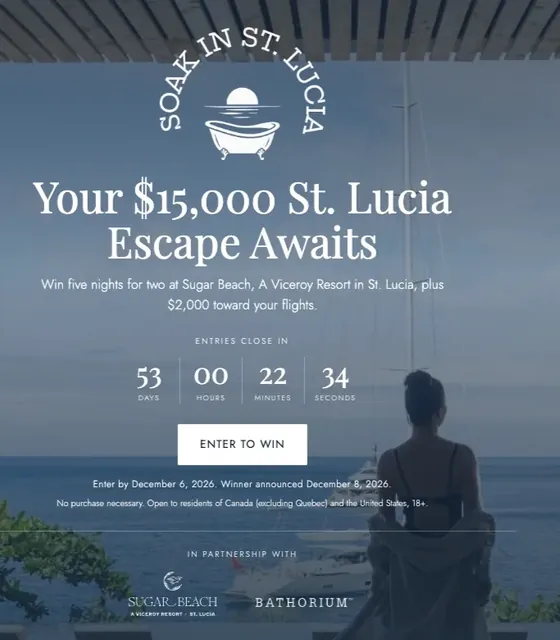 Bathorium Soak in St. Lucia sweepstakes