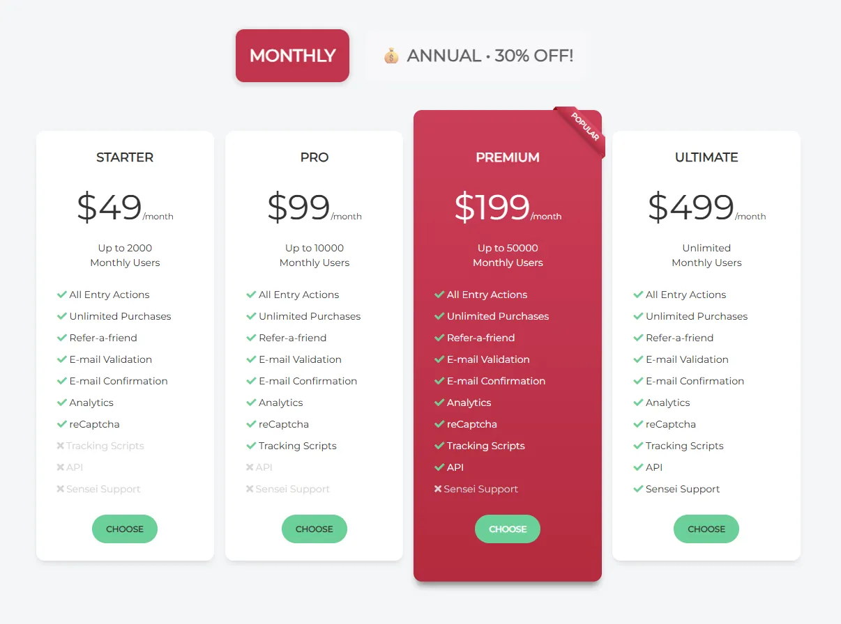 Selecting a Giveaway Ninja plan