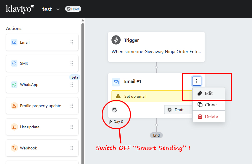 Klaviyo email configuration