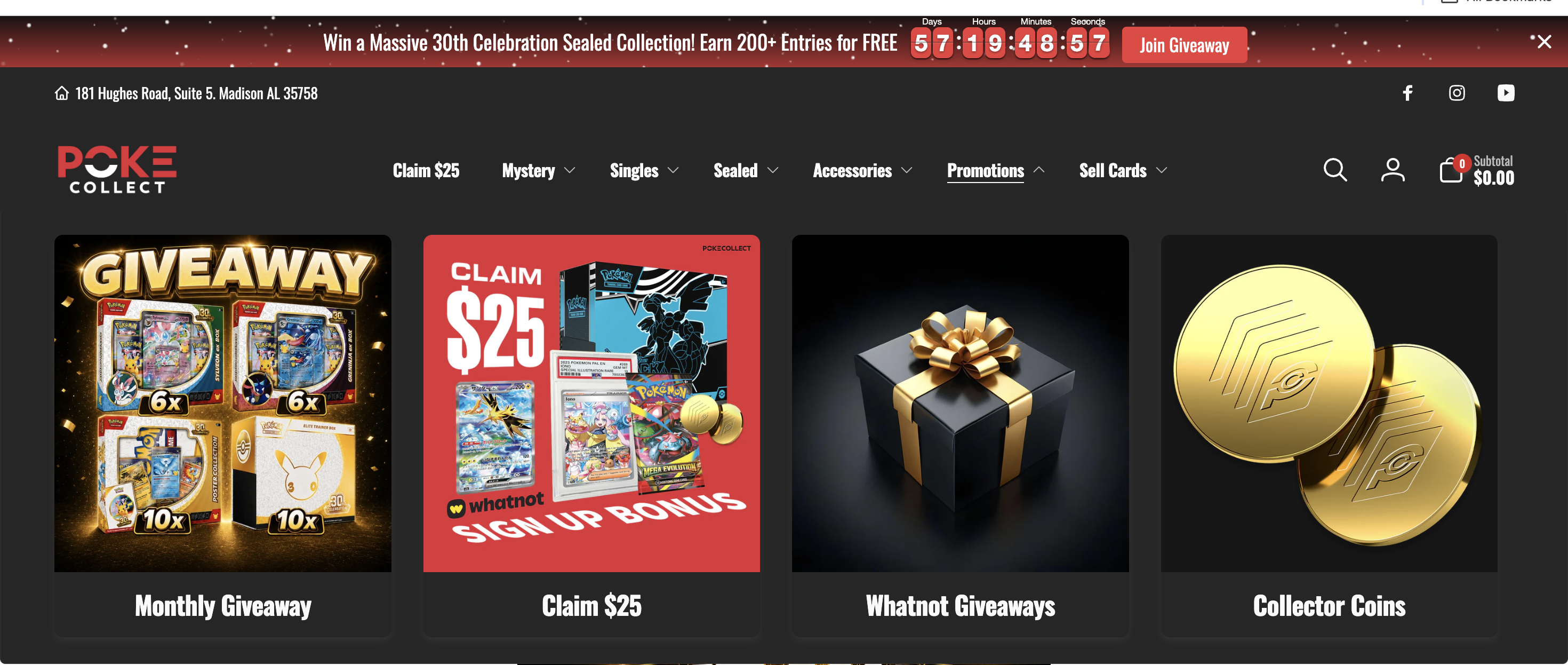 Poke-Collect countdown banner and Promotions navigation