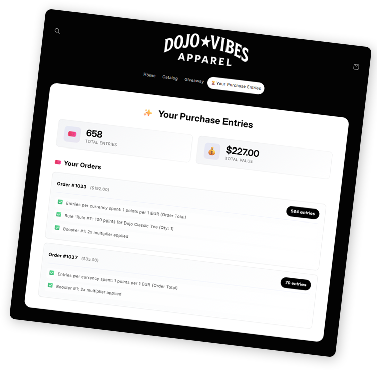 Shopify App Block - Purchase Entries