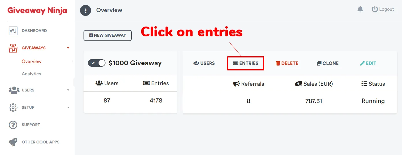 Reviewing images submitted by entrants in the dashboard