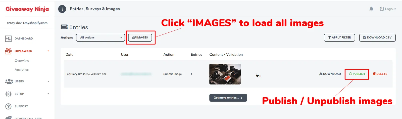 Approving or rejecting a submitted image